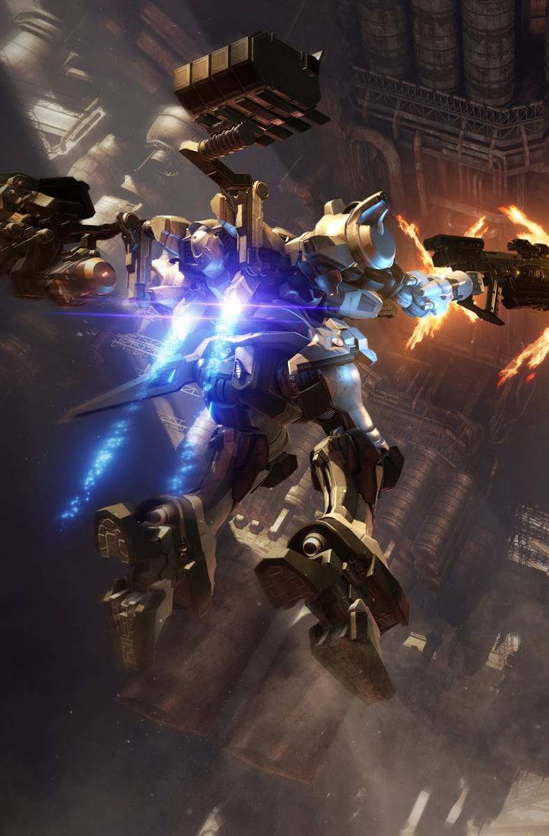 Mechs battle in Armored Core 6.