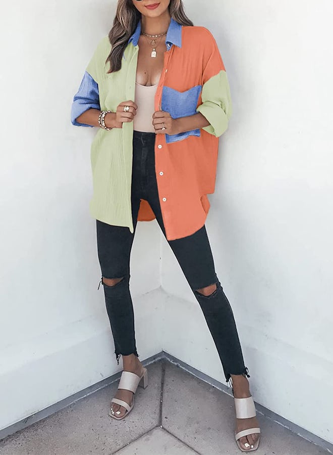 Dokotoo Color Block Button Down