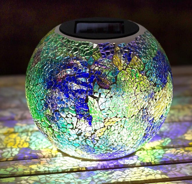 Blazin' Solar-Powered Mosaic Lamp