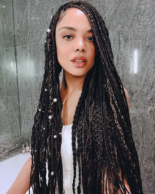 Tessa Thompson box braids with pearls