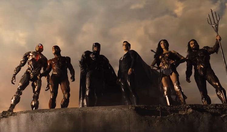 The Justice League poses together in a scene from Zack Snyder's Justice League