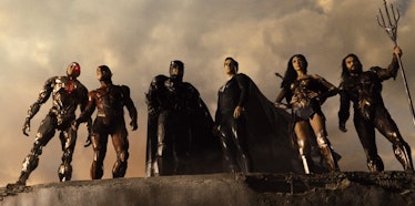The Justice League stand atop a building together in Zack Snyder's Justice League