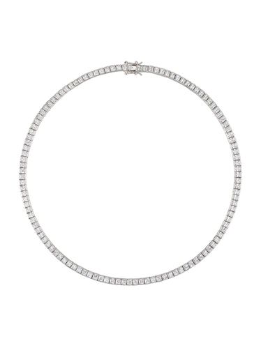 Princess Cut Lab-Grown White Sapphire Silver Riviere Necklace