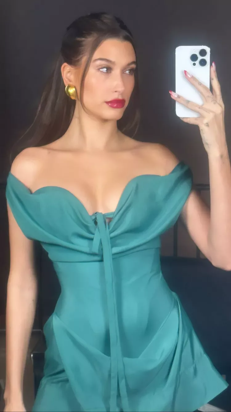 Hailey Bieber Wears a Pink Couture Mini Dress For Rhode Anniversary