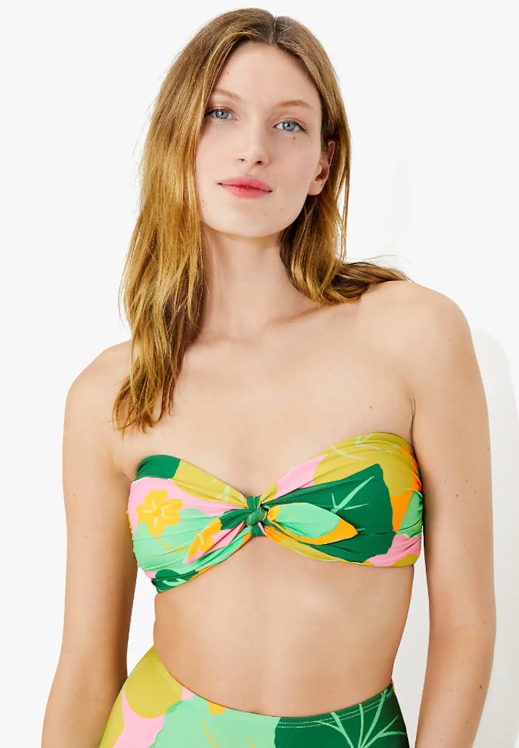 Kate Spade New York Cucumber Floral Tie Bandeau Bikini Top