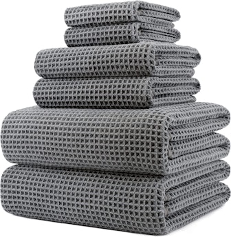 POLYTE Microfiber Waffle-Weave Towels (Set of 6)