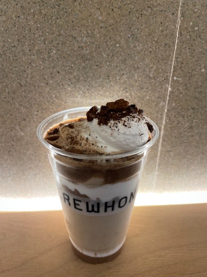 The Chamberlain Coffee Erewhon smoothie has Emma Chamberlain's cold brew blend as an ingredient. 