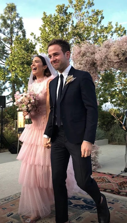 mandy moore pink wedding dress from instagram story
