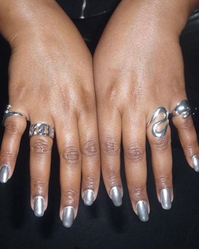 Lizzo silver chrome nails