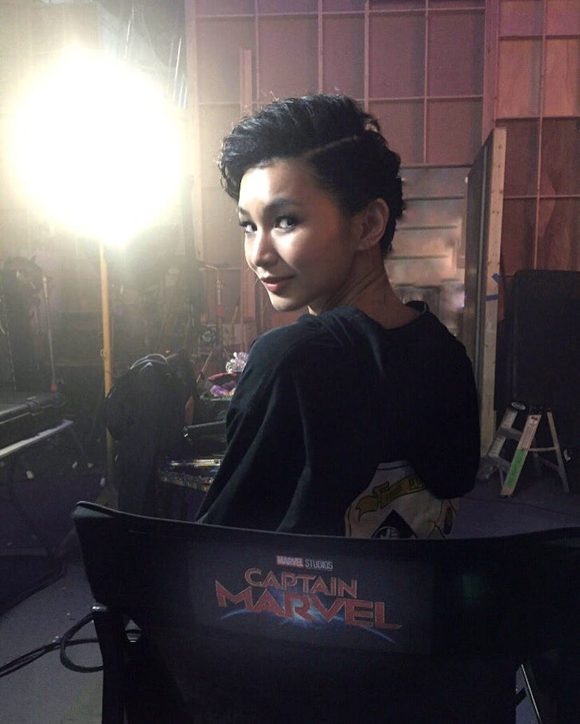 Gemma Chan asymmetrical pixie cut for Marvel movie