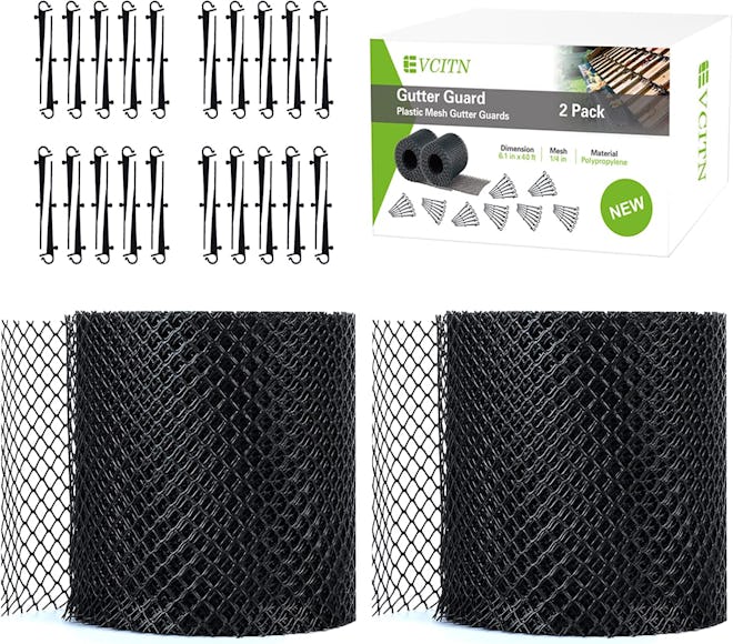 Evcitn Plastic Gutter Guard Mesh Roll (2-Pack)