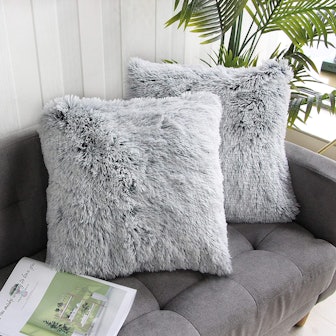 Uhomy Faux Fur Pillow Cover (2-Pack) 