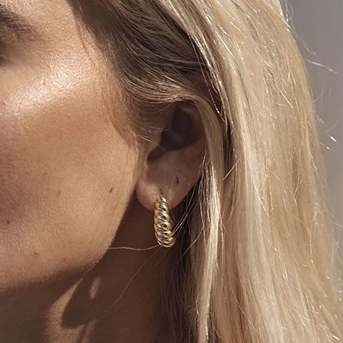 LILIE&amp;WHITE Twisted Gold Chunky Hoop Earrings