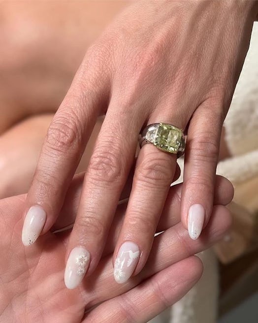 Jennifer Lopez wedding nails minimalist bridal nail art