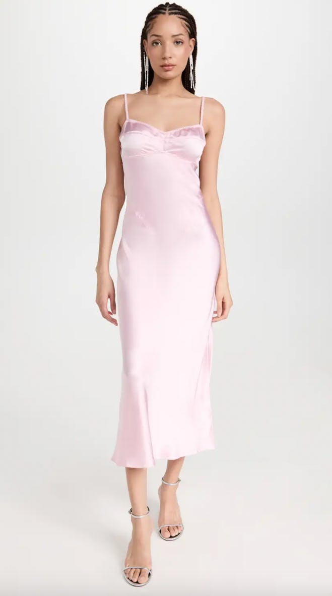 Anna October Waterlily Midi Dress In Pink