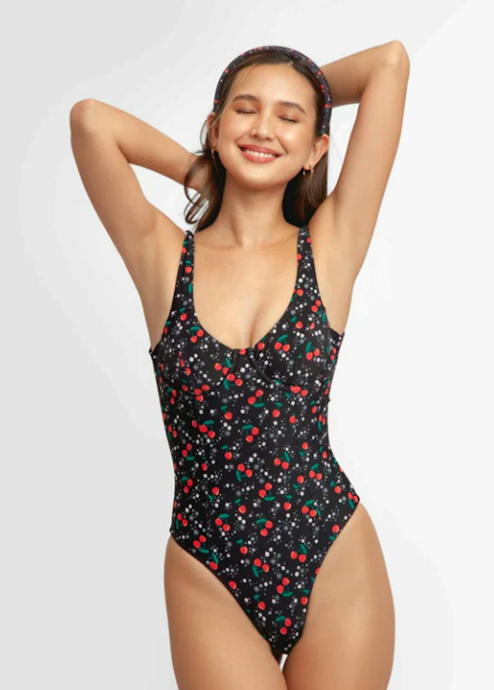 Square-Neck Tank One-Piece Swimsuit in Free Floral