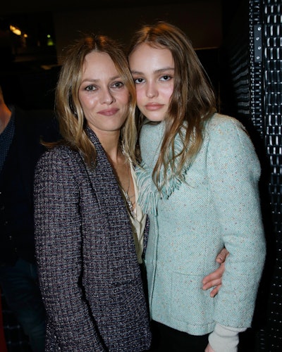 Vanessa Paradis and her daughter Lily-Rose Depp attend the "Chien" Paris Premiere at Mk2 Bibliothequ...