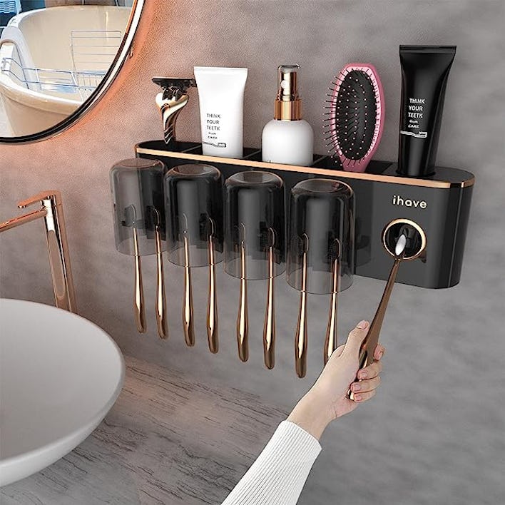 iHave Toothbrush Holder with Toothpaste Dispenser