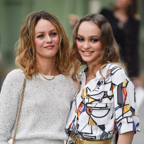 Lily-Rose Depp with her mother Vanessa Paradis attend the Chanel Cruise Collection 2020 