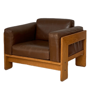 1970S Oak and leather Bastiano Club Chair by Tobia Scarpa