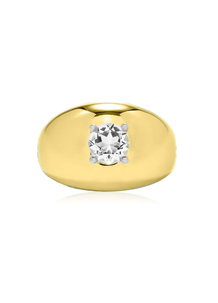 Yvonne Leon 9K Yellow Gold Dome Solitaire Diamond Ring