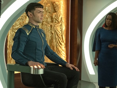 Spock in his dress uniform in "Ad Astra per Aspera."