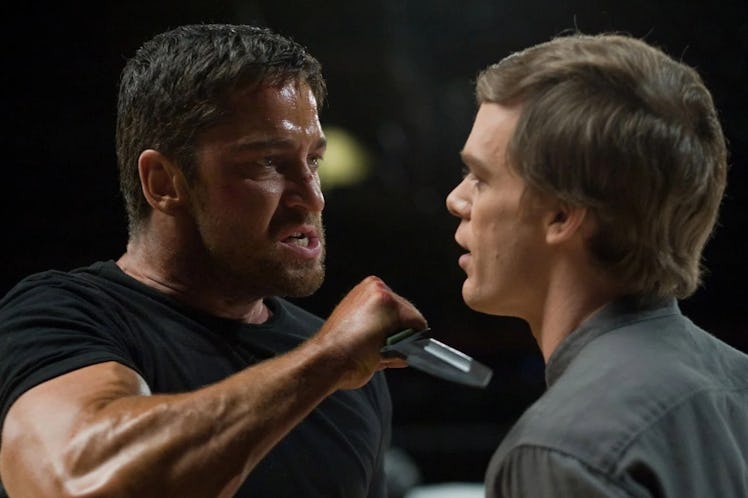 Gerard Butler’s ultra-serious acting only emphasizes Michael C. Hall’s delightfully goofy choices. 