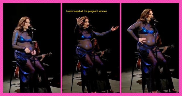 In a now-viral clip, a then-pregnant Jessie J is seen on stage, chatting with a fellow pregnant woma...