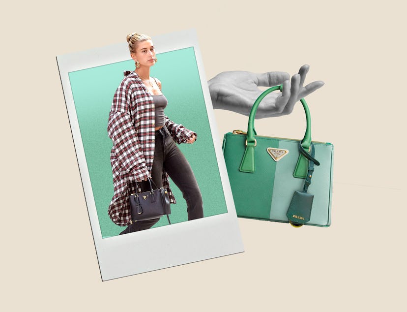 Hailey Bieber carrying a Prada Galleria, A Prada Galleria.
