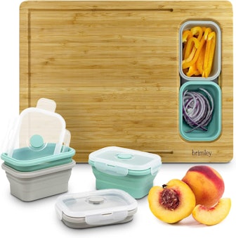 Brimley Bamboo Cutting Board with Containers & Lids
