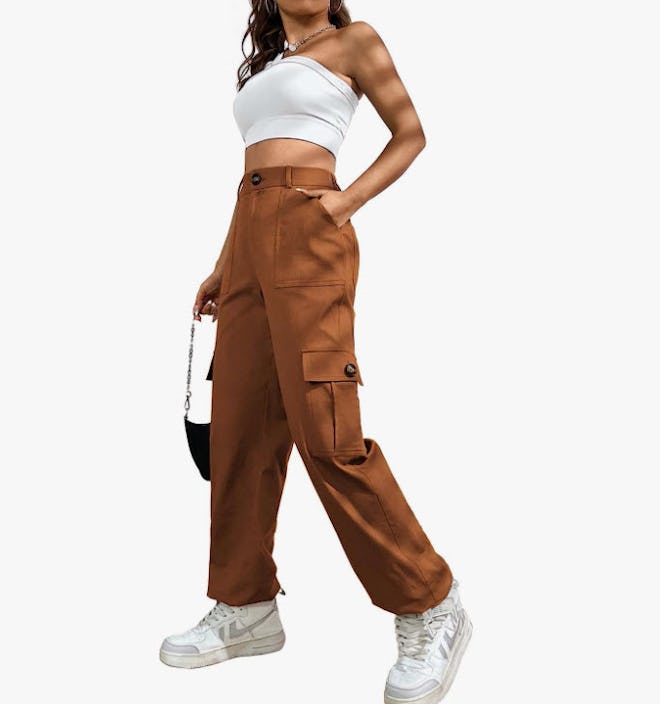 LOLOCCI High Waisted Cargo Pants 