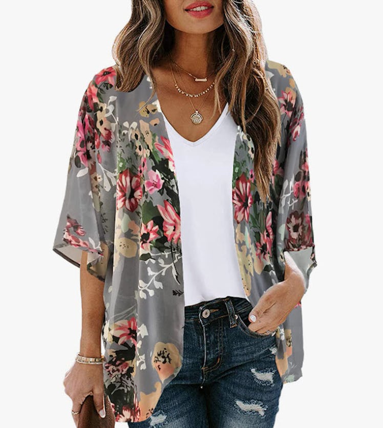 Chicgal Floral Print Flowy Cardigan