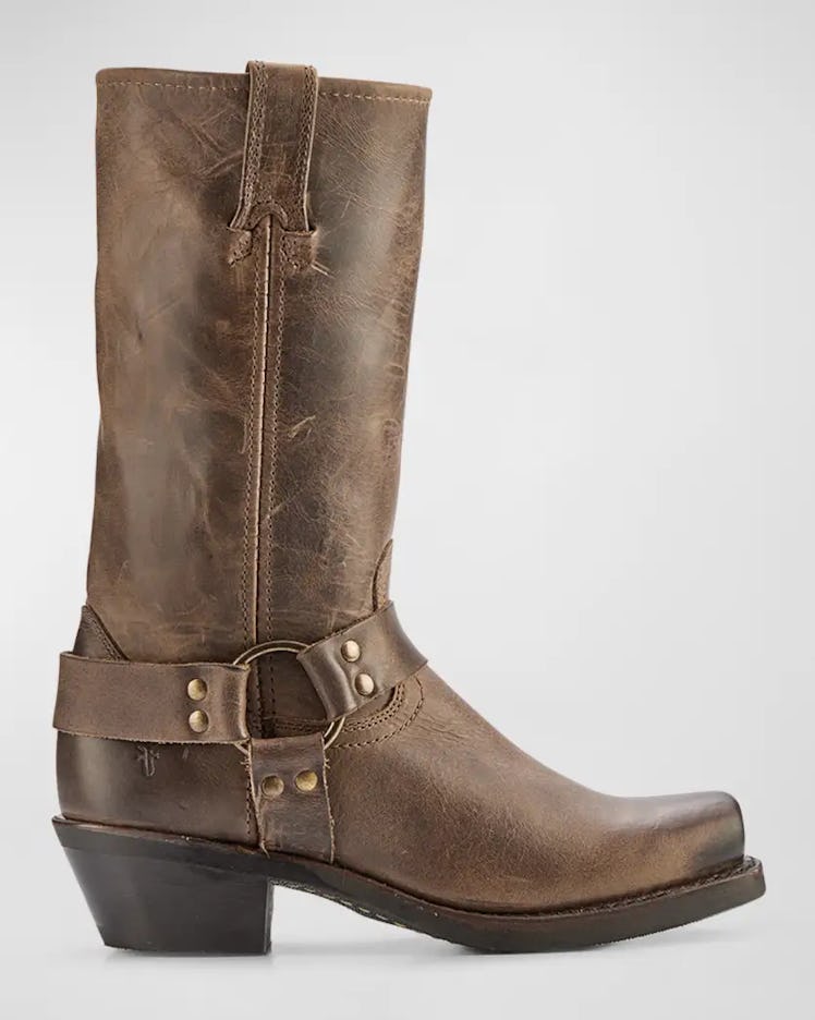 frye Tall Leather Harness Boots