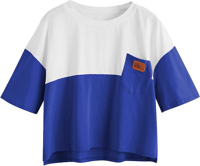 SweatyRocks Color Block Half Sleeve T-Shirt