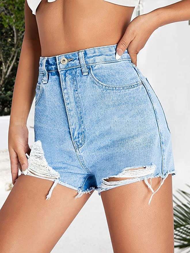 COUXILY Distressed Denim Shorts