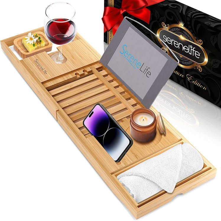 SereneLife Bamboo Bathtub Caddy