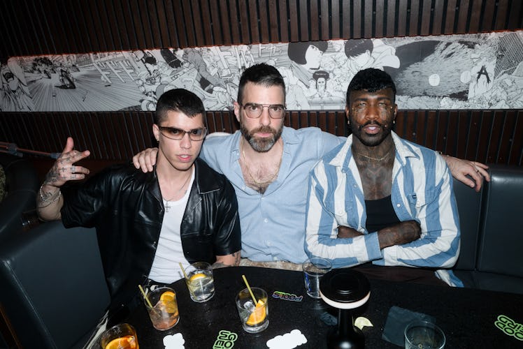 Zachary Quinto and friends at a gay party. 