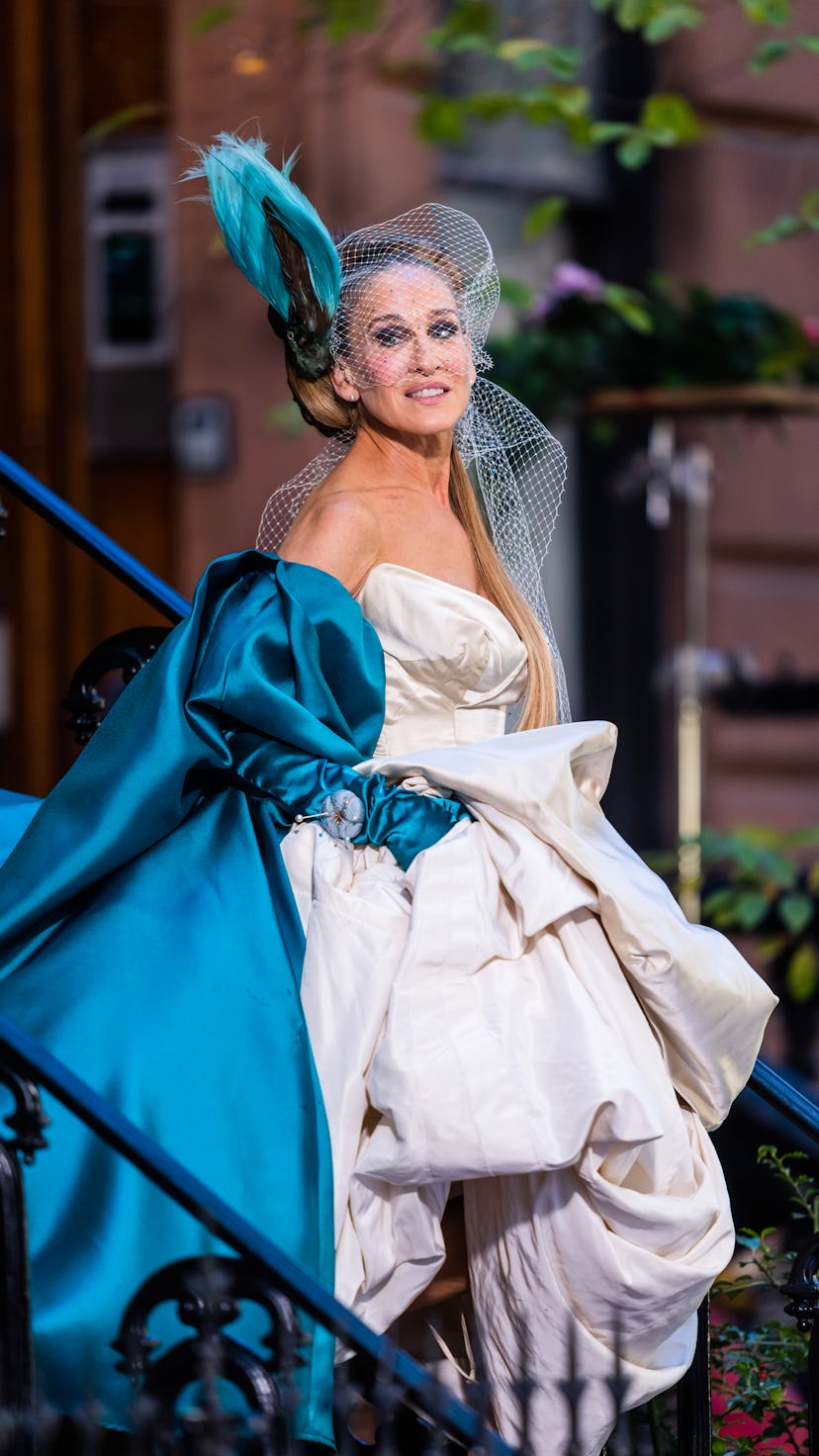 Sarah Jessica Parker is seen filming "And Just Like That..." season 2 in the West Village