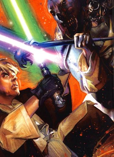 Luke Skywalker faces off Onimi, the Force-sensitive leader of the Yuuhzhan Vong. 