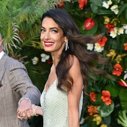 Amal Clooney attends the 'Ticket To Paradise' World Premiere at Odeon Luxe Leicester Square