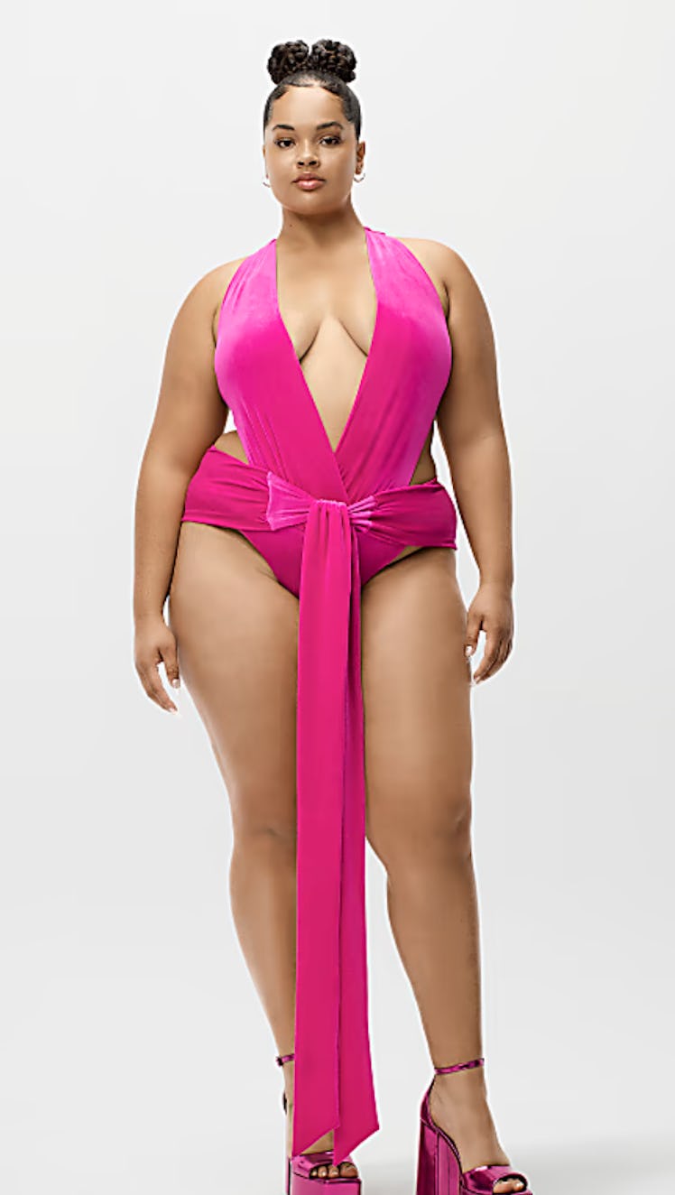 adidas x ivy park front-tie one-piece swimsuit hot pink