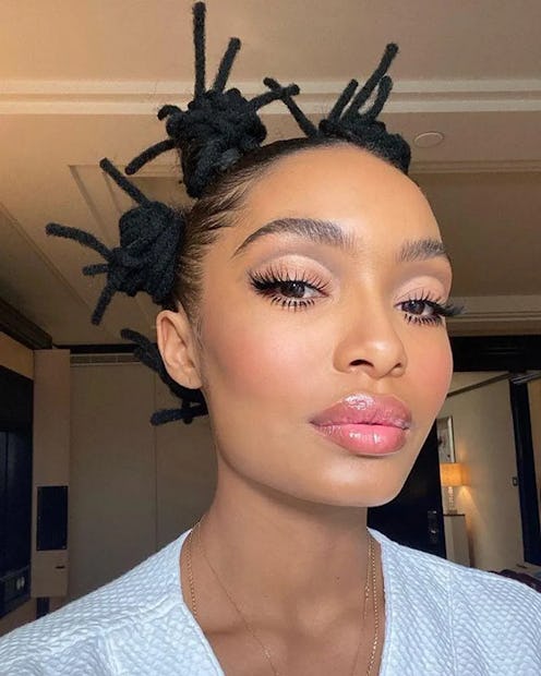 Yara Shahidi spiked bantu knots with locs