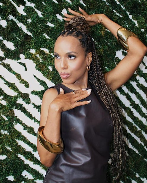 Kerry Washington box braids with blonde highlights
