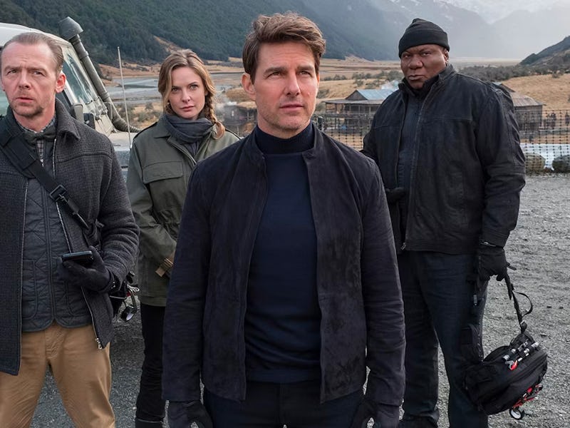 Simon Pegg, Rebecca Fergusson, Tom Cruise, and Ving Rhames in Mission: Impossible — Fallout