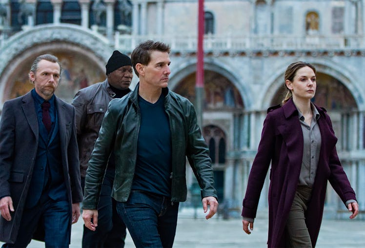 Simon Pegg, Ving Rhames, Tom Cruise and Rebecca Fergusson in Mission: Impossible — Dead Reckoning Pa...