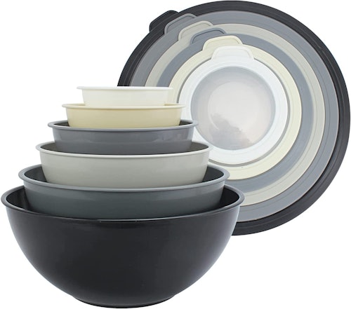 COOK WITH COLOR Mixing Bowls with TPR Lids (12-Pieces)