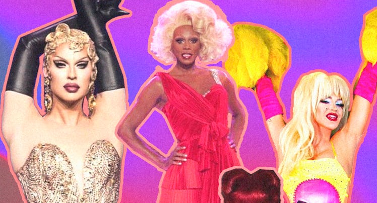 A collage of drag designers' creations