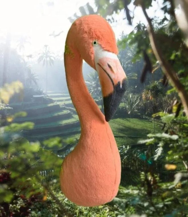 Handmade 3D Flamingo Head For Wall