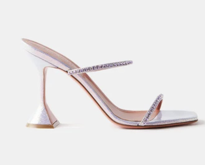 Amina Muaddi Silver Gilda Heeled Sandals