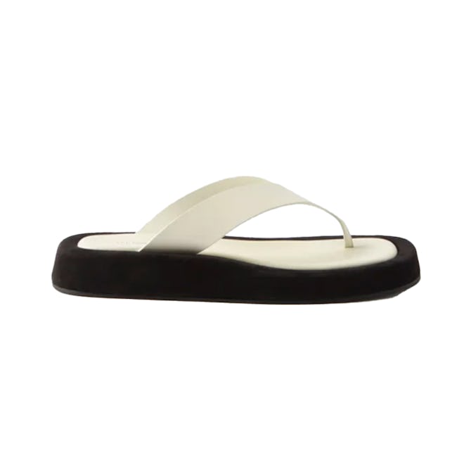 The Row Ginza Two-tone Leather and Suede Platform Flip Flops